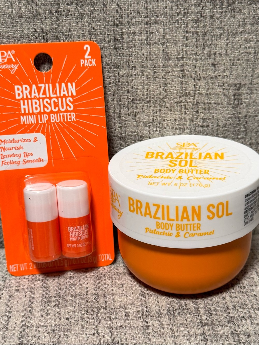 Brazilian Sol Body Butter & Brazilian Hibiscus Mini Lip Butter Duo - Orange